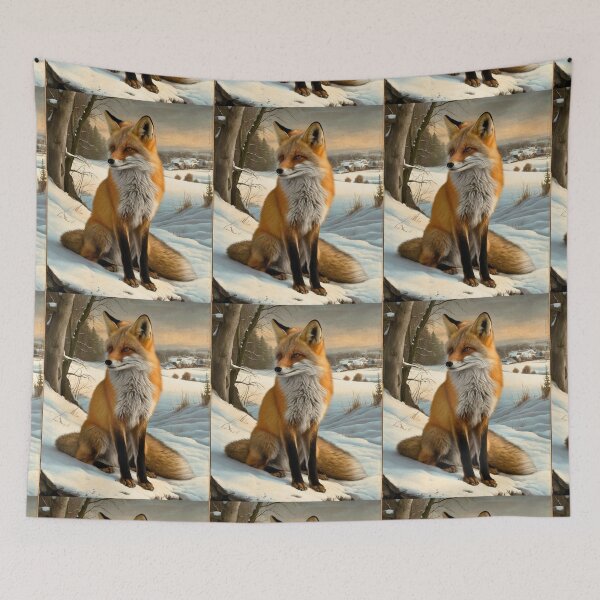 Artikelvorschau, Fuchs-Porträt. Winterfuchs, Fuchs im Schnee, Fuchs-Malerei, Michelangelo-Stil entworfen und verkauft von FoxVibes.