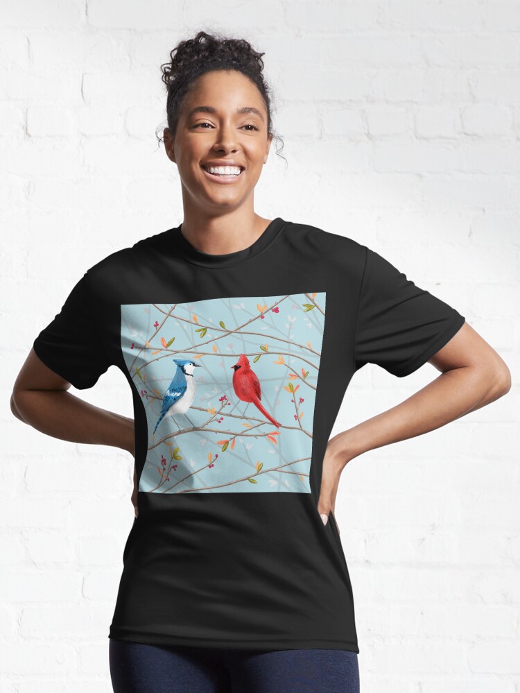 Blue Jay & Red Cardinal Active T-Shirt for Sale by Sophie Corrigan