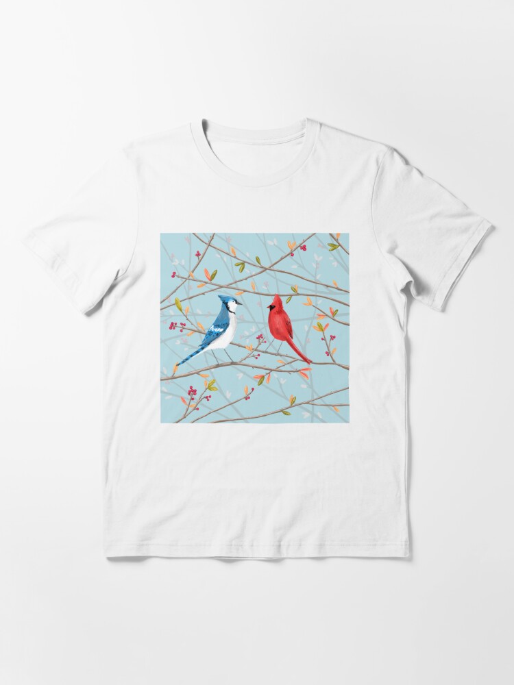 Blue Jay & Red Cardinal Essential T-Shirt for Sale by Sophie Corrigan