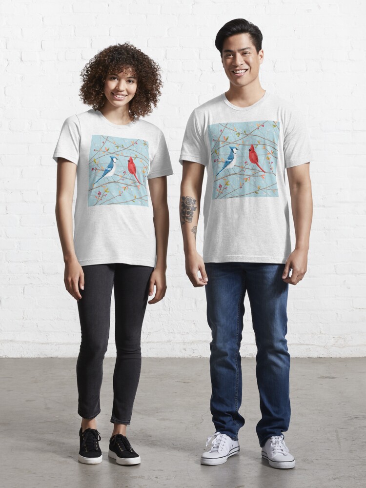 Blue Jay & Red Cardinal Active T-Shirt for Sale by Sophie Corrigan