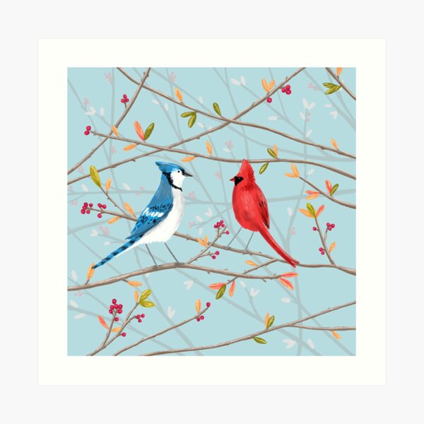 Blue Jay and Cardinal Youth T-Shirt by Ismael Aguilar - Fine Art America