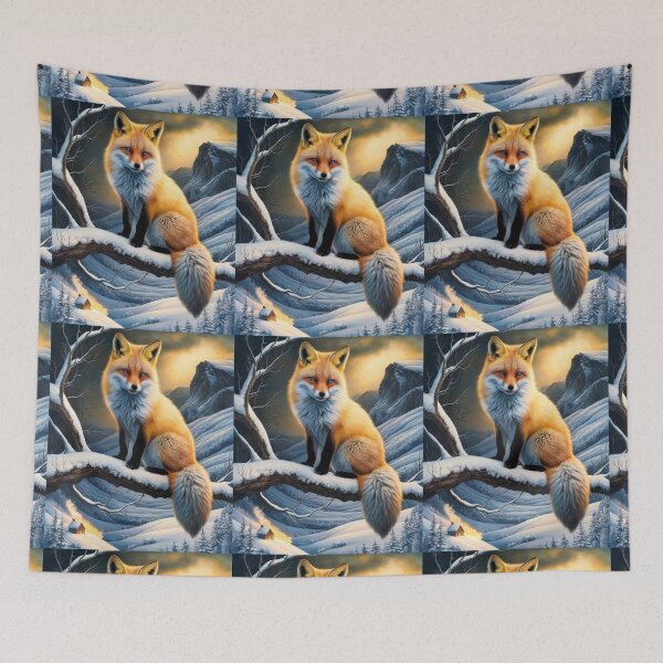 Artikelvorschau, Fuchs-Porträt. Winterfuchs, Fuchs im Schnee, Fuchs-Malerei, Michelangelo-Stil entworfen und verkauft von FoxVibes.