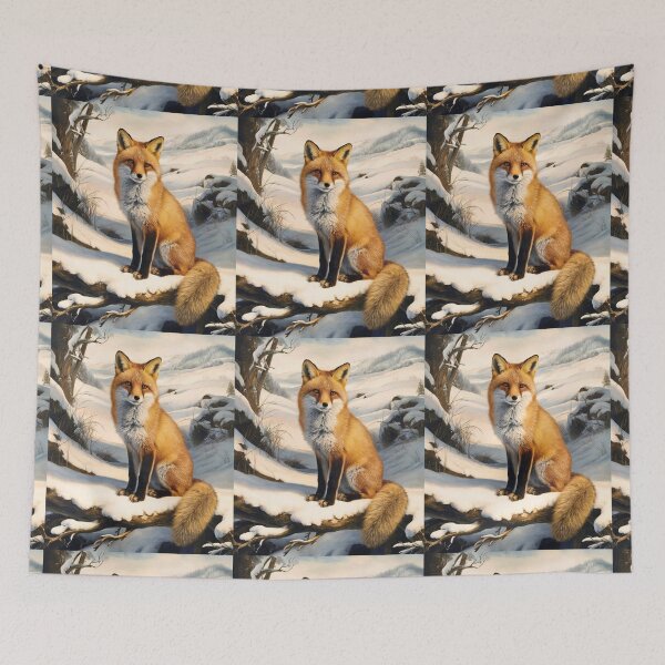 Item preview, Fox Portrait. Winter fox, fox in the snow, fox painting, Michelangelo style designed and sold by FoxVibes.