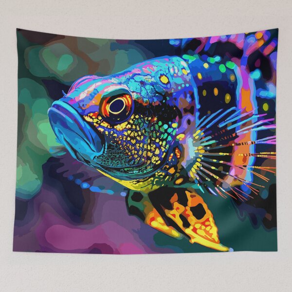 Item preview, Colorful vibrant African OB Peacock Cichild  designed and sold by Artbyminga.