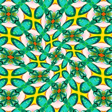 Artwork thumbnail, Abstract Green Flowers Pattern by Patternflower