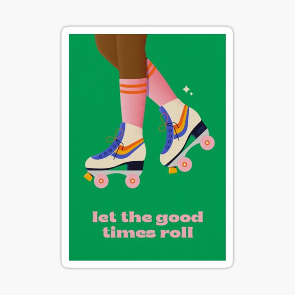 Retro Roller Skater Girl Sticker