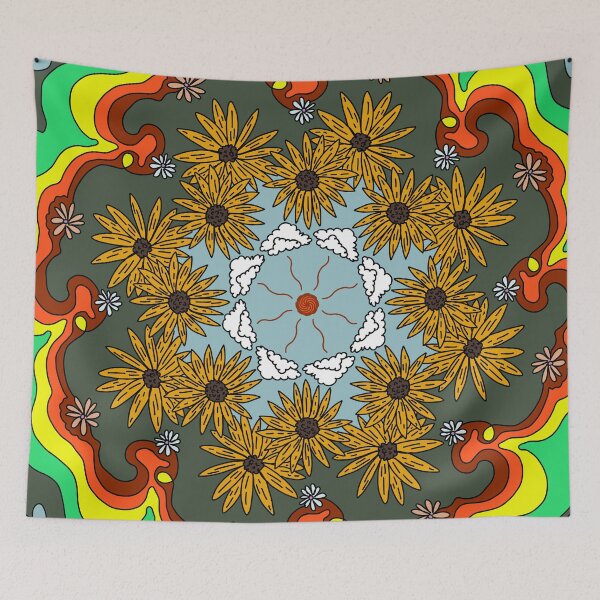 Item preview, Healing Wildflower Mandala | Rainbow Flowers Nature Art designed and sold by climboncowgirl.