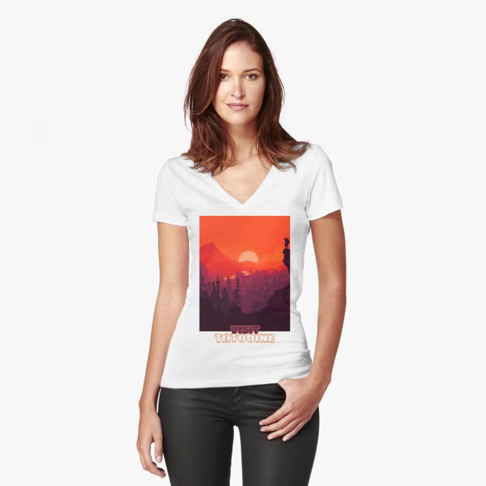 Vista previa del artículo con la obra «Camiseta entallada de cuello en V», diseñado y vendido por NoobsDesign.