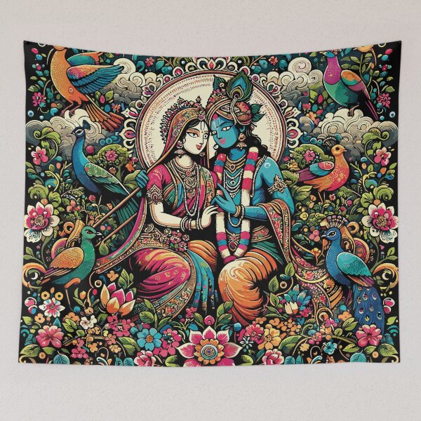 Artikelvorschau, Radha und Krishna in einem blühenden Garten entworfen und verkauft von CyberWindow.