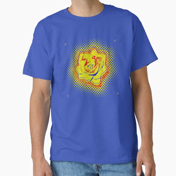 Goluban super hero floWER 01 pop yellow blue retro irony _ handmade paper flower _ Edita Goluban _ Croatia Classic T-Shirt