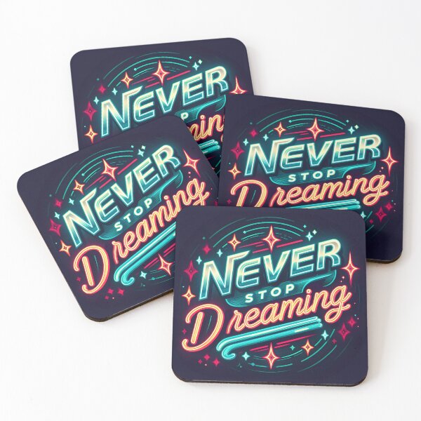 Item preview, Never Stop Dreaming, typography, retro designed and sold by maxmaj.