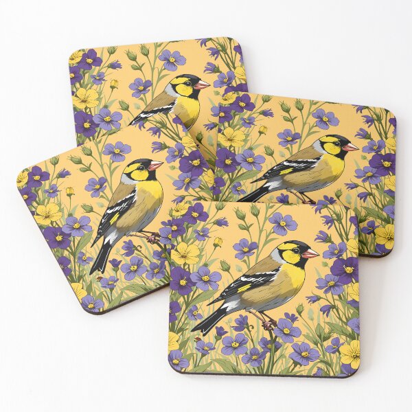Item preview, A New Jersey Eastern Goldfinch Surrounded By Common Violet Flowers designed and sold by taiche.