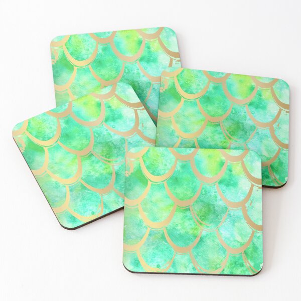 Item preview, Green and gold Mermaid Scales Pattern designed and sold by Starfire Art.