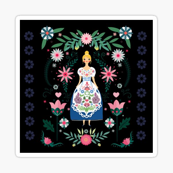 Folk Art Forest Fairy Tale Fraulein Sticker