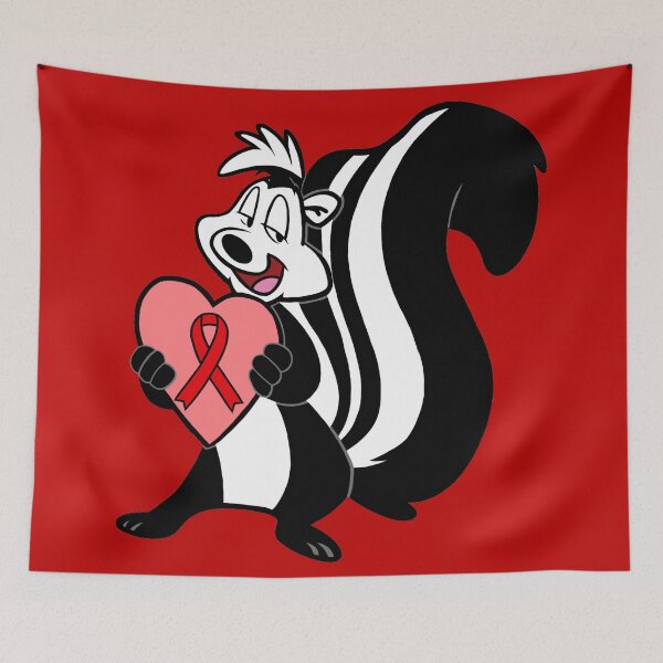 Item preview, Skunk Holding Awareness Ribbon Heart (Red) designed and sold by CaitlynConnor.