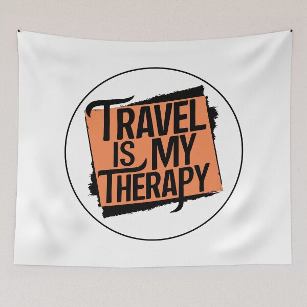 Item preview, Vintage Retro Travel Poster: Minimalist "Travel is my Therapy" Design for Travelers and Adventurers designed and sold by pod24.