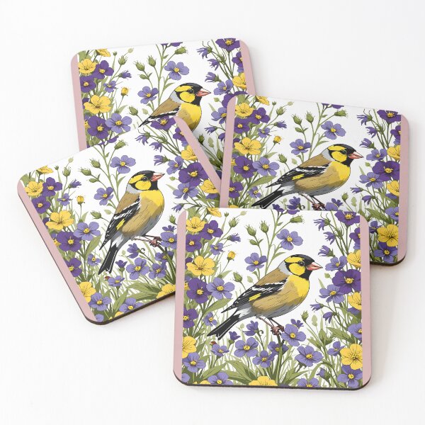 Item preview, Eastern Goldfinch Surrounded By Common Violet Flowers Pattern  designed and sold by taiche.
