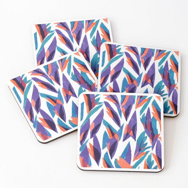 Item preview, colorful leaf abstract watercolor art with blue and purple hues designed and sold by AKRE R.