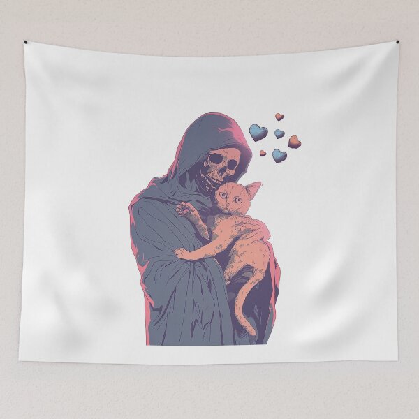 Item preview, The Death Cuddling his Cat Cute Gift Idea designed and sold by Samanthi007.