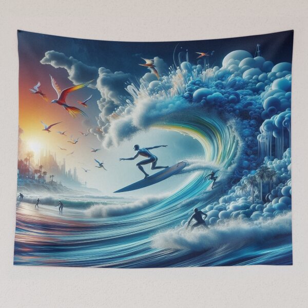 Item preview, Surfing, waves, sea, ocean, sun, sport, swimming, board, leisure, sensation, adrenaline, Hawaii, birds, trees designed and sold by Redbdon.