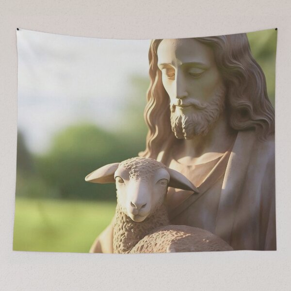 Item preview, Jesus with a sheep statue designed and sold by MoonCatLab.