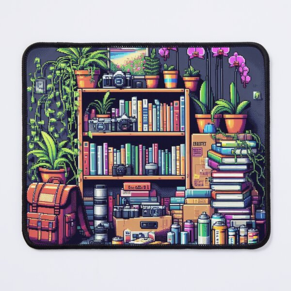 Artikelvorschau, Bücherregal des Abenteurers – Pixel Art Interiors entworfen und verkauft von RetroRuins.
