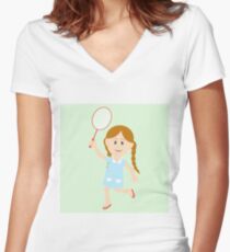 Cute girl illustration Women's Fitted V-Neck T-Shirt