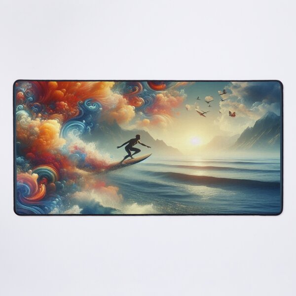 Item preview, Surf, waves, sea, ocean, sun, sport, swimming, board, leisure, sensation, adrenaline, birds, mountain, clouds, Hawaii, colors, art designed and sold by Redbdon.
