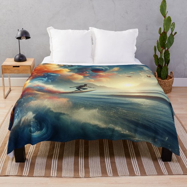 Item preview, Surf, waves, sea, ocean, sun, sport, swimming, board, leisure, sensation, adrenaline, birds, mountain, clouds, Hawaii, colors, art designed and sold by Redbdon.