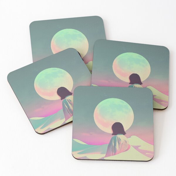 Item preview, Dreamscape: Surreal Pastel Desert with Full Moon designed and sold by my-moody-place.
