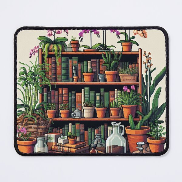 Artikelvorschau, Bücherregal der Pflanzeneltern - Pixel Art Interiors entworfen und verkauft von RetroRuins.