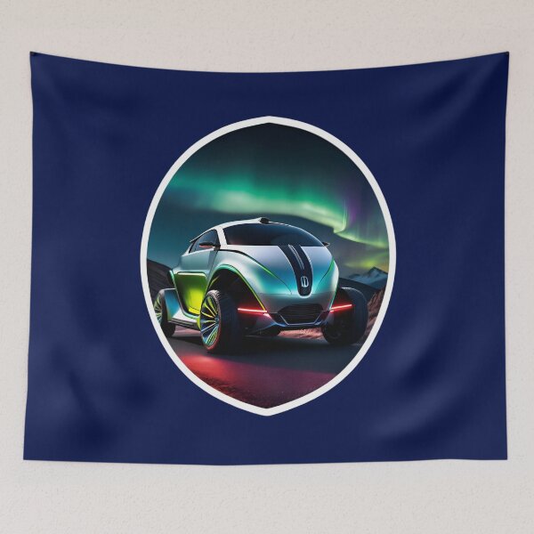 Item preview, Futuristic Electric Car Under The Northern Lights designed and sold by TheArtOfPat.