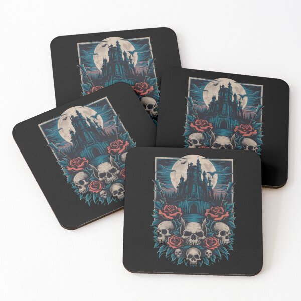 Item preview, Haunted Gothic Castle Blood Rose and Skulls designed and sold by REAL IRISH GIFTS.
