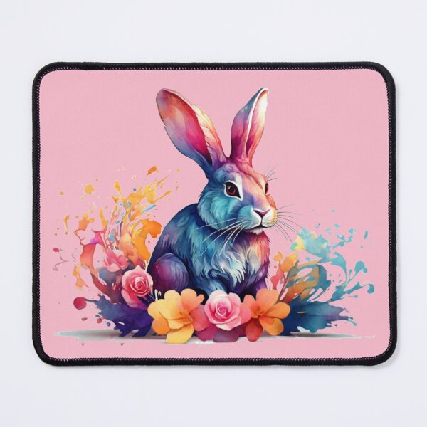 Item preview, a spring bunny as a digital watercolor - pink background designed and sold by Rose Design & Photos.