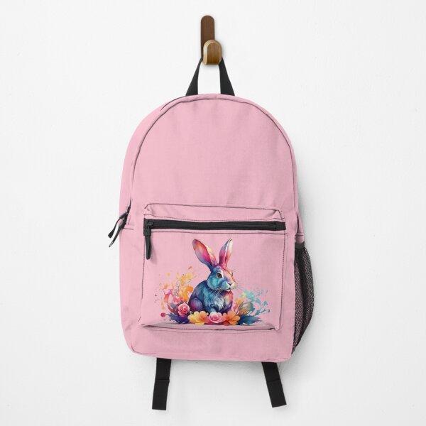 Item preview, a spring bunny as a digital watercolor - pink background designed and sold by Rose Design & Photos.