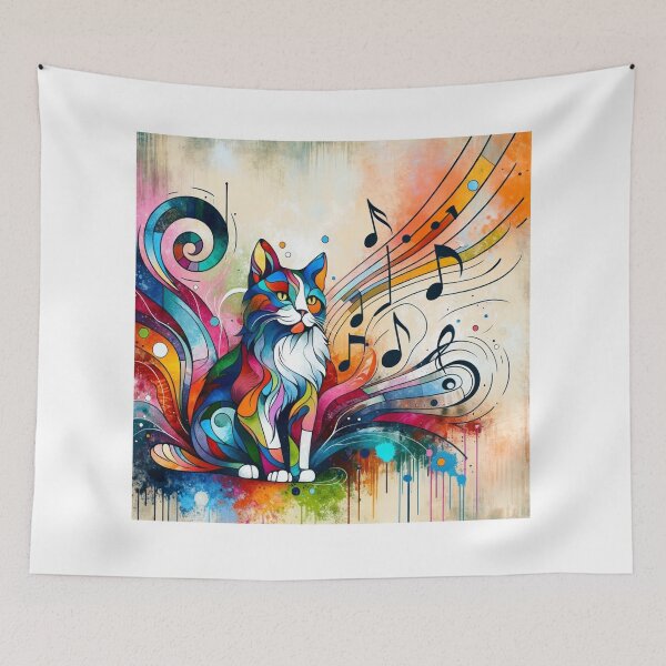 Item preview, Musical Abstract Cat Art designed and sold by BubandAika.