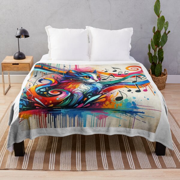 Item preview, Colorful Melodic Cat Art designed and sold by BubandAika.