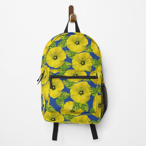 Item preview, Watercolor Yellow Mallow Flower Pattern On Blue designed and sold by Ayesha Saleem.