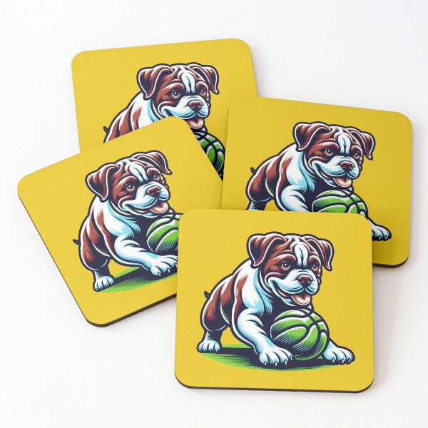 Item preview, White And Brown American Bulldog Playing With A Ball designed and sold by MGRcompany.