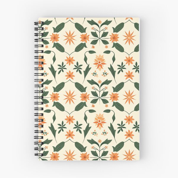 Item preview, Vintage Cream Floral Pattern with Orange and Green Leaves designed and sold by amortka.