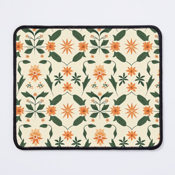 Item preview, Vintage Cream Floral Pattern with Orange and Green Leaves designed and sold by amortka.