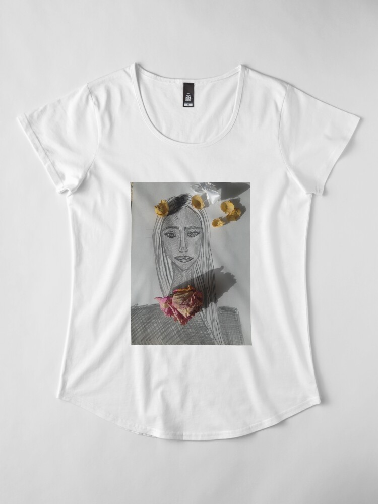 Alternate view of A Girl With Dry Flowers Premium Scoop T-Shirt