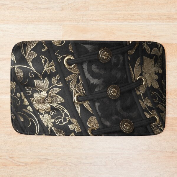 Item preview, Black satin corset texture and gold embroidered flowers designed and sold by Fantasyplus.