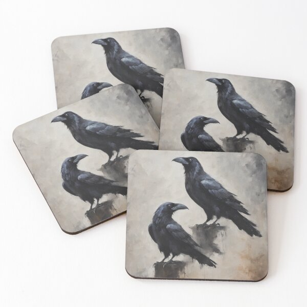 Item preview, Two Ravens Huginn and Muginn The Morrigan Odin Dark Moody Halloween Rustic Gothic Witch Art designed and sold by Arwen-Art.