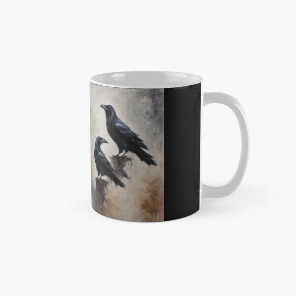Item preview, Two Ravens Huginn and Muginn The Morrigan Odin Dark Moody Halloween Rustic Gothic Witch Art designed and sold by Arwen-Art.
