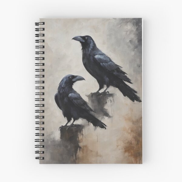 Item preview, Two Ravens Huginn and Muginn The Morrigan Odin Dark Moody Halloween Rustic Gothic Witch Art designed and sold by Arwen-Art.