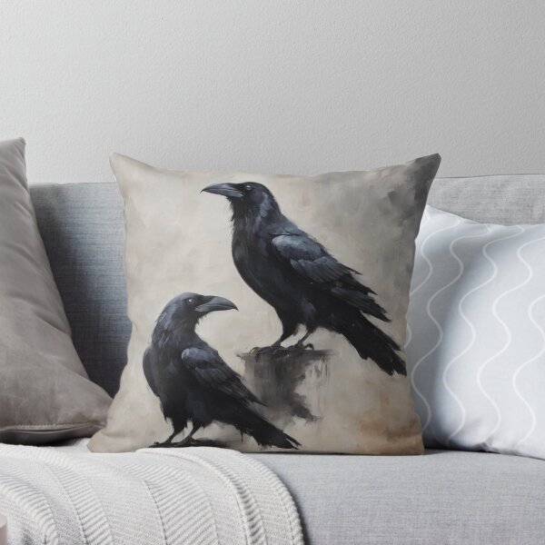 Item preview, Two Ravens Huginn and Muginn The Morrigan Odin Dark Moody Halloween Rustic Gothic Witch Art designed and sold by Arwen-Art.