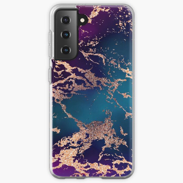 Jewel Tone Rose Gold Marble | Turquoise Blue and Purple Samsung Galaxy Soft Case