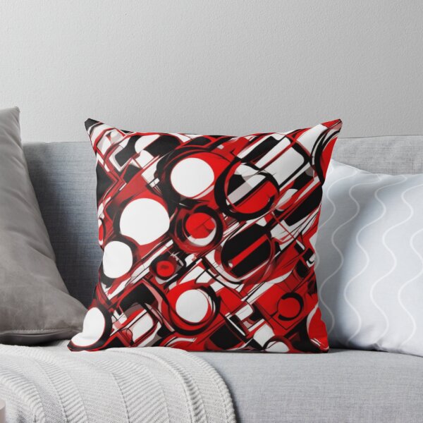 Item preview, Colorful, Abstract, Red White, Bubbles, Contrast, Throw Pillow, Living room, Bedroom, Home and Living designed and sold by Ivan333Croatia.