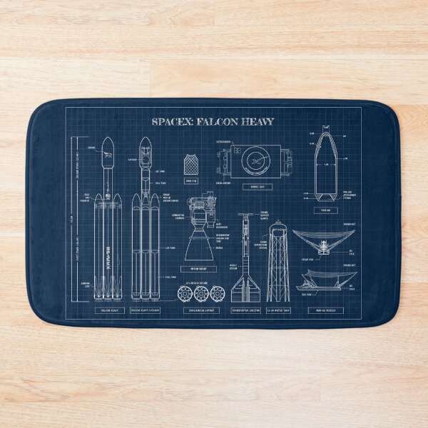 Item preview, SPACEX: Falcon Heavy (Navy Blueprint) designed and sold by BGALAXY.